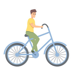 Teen On Bike Icon Cartoon Biker Boy