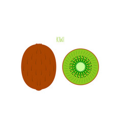 Ripe Kiwi Fruit With Seeds Outside And Cut