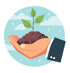 Businessman Hand With Sprout And Soil