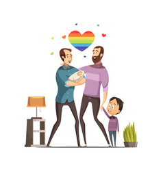 Gay Loving Family Retro Cartoon