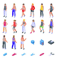 Kinesio Taping Icons Set Isometric Medical