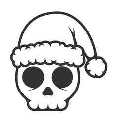 Skull With Santa Hat Flat Line Icon