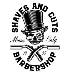 Vintage Barber Skull In A Top Hat