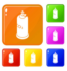 Welding Cylinder Co2 Icons Set Color