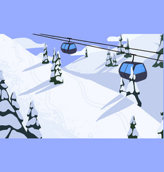 Ski Resort With Cable Way Chairlifts And Slope