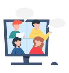 People Communicate Online Virtual Meeting Or