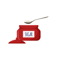 Red Polka-dot Sugar Bowl With Open Lid And Label