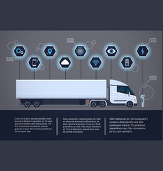 Set Of Infographic Elements With Modern Semi Truck