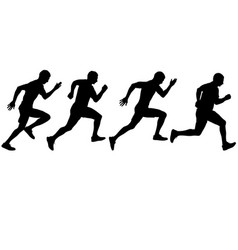 Set Of Silhouettes Runners On Sprint Men