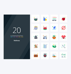 20 Wellness Flat Color Icon For Presentation