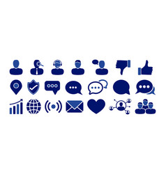 Blue Social Media Icon Set With People Chat