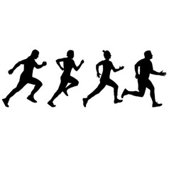 Set Of Silhouettes Runners On Sprint Men