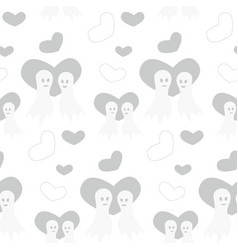 Seamless Halloween Pattern With Two Ghosts In Love