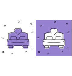 Set Bedroom Icon Isolated On White And Purple