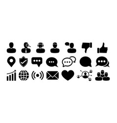 Social Media Icon Set With People Chat Thumbs Up