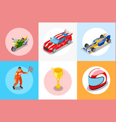 Sport Racing Isometric Compositions