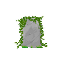 Cartoon Forest Rock Stone Panel With Ivy Leaves