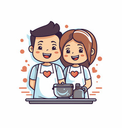 Cute Couple Cooking Together In Kitchen