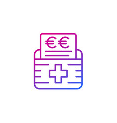 Medical Bill Cost Line Icon With Euro