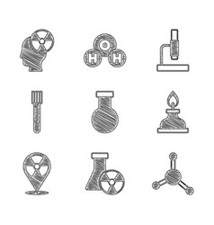 Set Test Tube And Flask Radiation Molecule