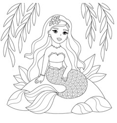 Hand Drawn Mermaid Outline