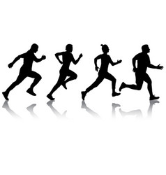 Set Of Silhouettes Runners On Sprint Men