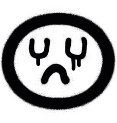 Graffiti Crying Emoji In Black Over White