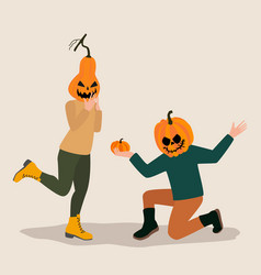 Man And Woman In Jack O Lantern Costumes