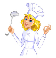 Cute Cook Girl With A Soup Ladle