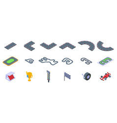 Racetrack Icons Set Isometric Track Map