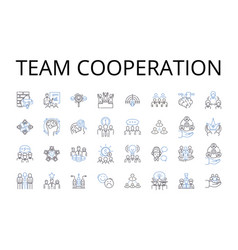 Team Cooperation Line Icons Collection Joint