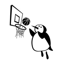 Three-point Shot Penguin As A Basketball Star