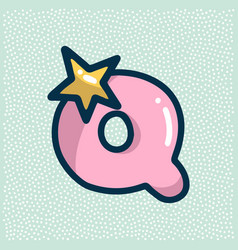 Unicorn Font Pink Letter Q With Star