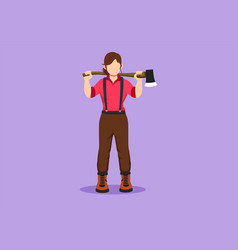 Character Flat Drawing Pretty Woman Lumberjack