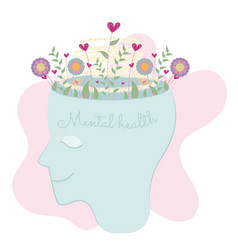 Head Silhouette With Flowers Mental Health