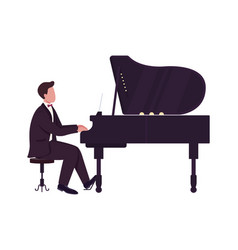 Young Man Playing Grand Piano Semi Flat Color