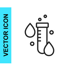 Black Line Test Tube With Water Drop Icon Isolated