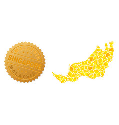 Sarawak State Map Mosaic Of Gold Particles