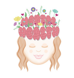 Cute Woman Avatar With Flowers Mental Health