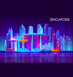 Singapore Night Cityscape Neon Background