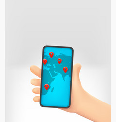 Cartoon Hand Holding Modern Smartphone