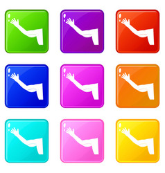 Flabby Arm Cosmetic Correction Icons 9 Set