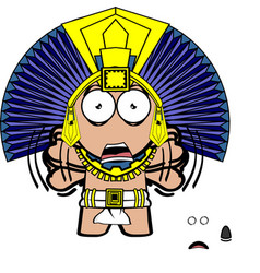 Screaming Aztec Kid Mexican God Cartoon Set