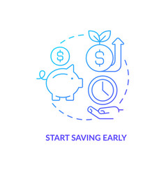 Start Saving Early Blue Gradient Concept Icon