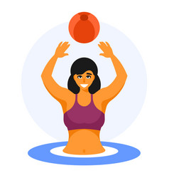 A Woman In Pool With Ball