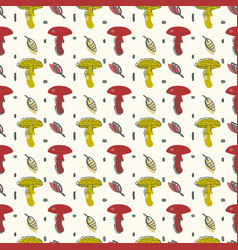 Funny Mushroom Seamless Pattern Hand Drawn Doodle