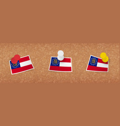 Georgia Flag Pinned In Cork Board Three Versions