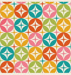 Mid Century Starbursts On Circles Seamless Pattern