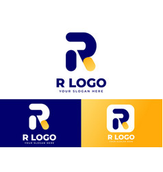 Wavy Blue Gold R Letter Logo For Business Company