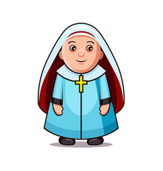 Cute Smiling Nun On White Background Cartoon